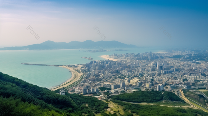 海边旅游山顶俯视城市实拍,高清,摄影图,摄影图片,图片大全,摄影图免费下载
